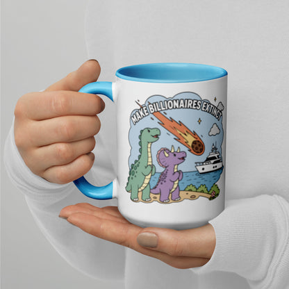 Make Billionaires Extinct Mug Anti-Billionaire Statement Mug by Spinsterly Co with glossy ceramic and blue interior