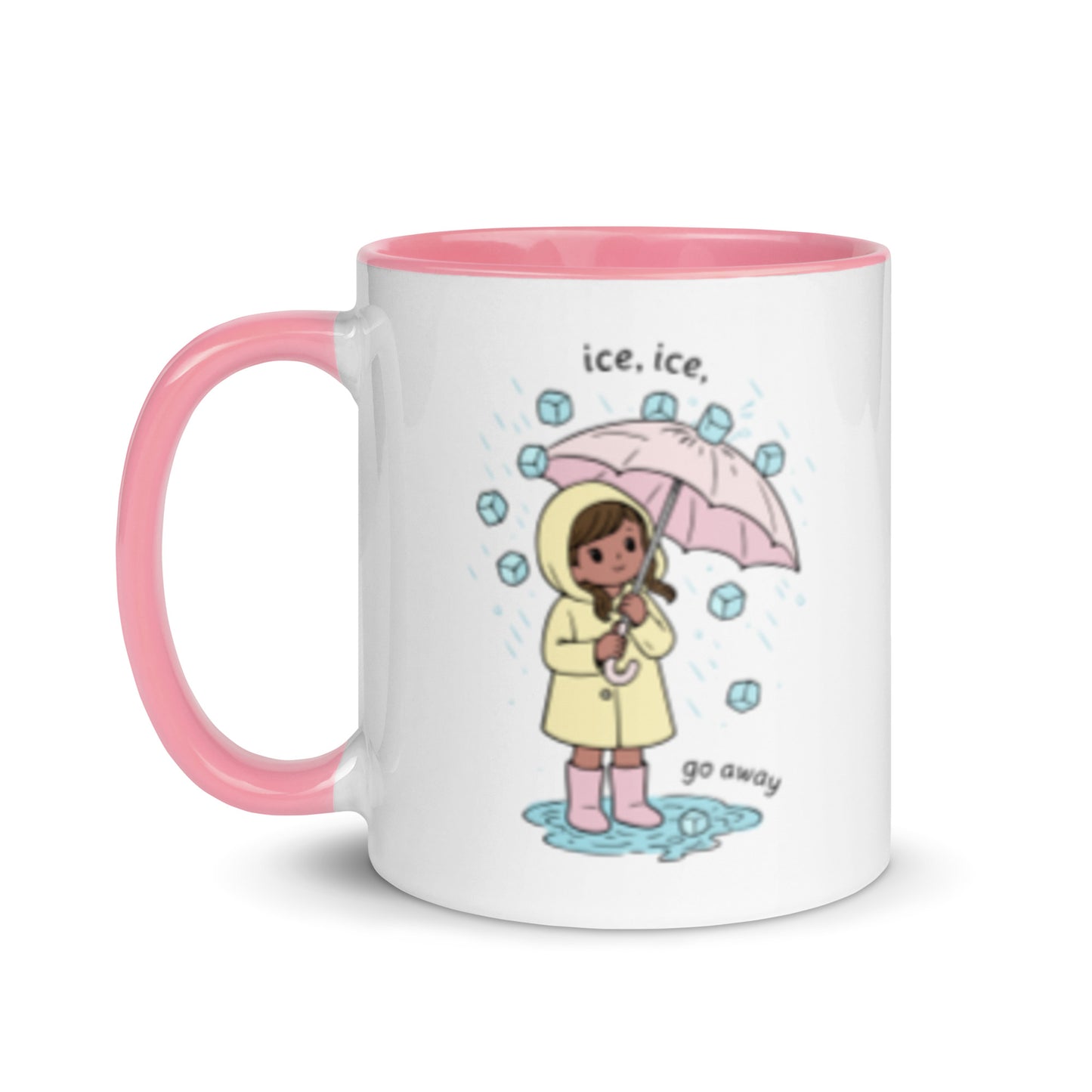 Ice Ice Go Away Mug anti ICE Immigration Justice mug by Spinsterly Co in Pink glossy ceramic with two-sided print