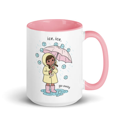Ice Ice Go Away Mug Anti ICE Immigration Justice Mug by Spinsterly Co ceramic coffee mug in Pink with glossy finish