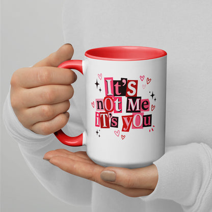 It's Not Me It's You Ransom Note Accent Coffee Mug by Spinsterly Co with glossy ceramic and red interior
