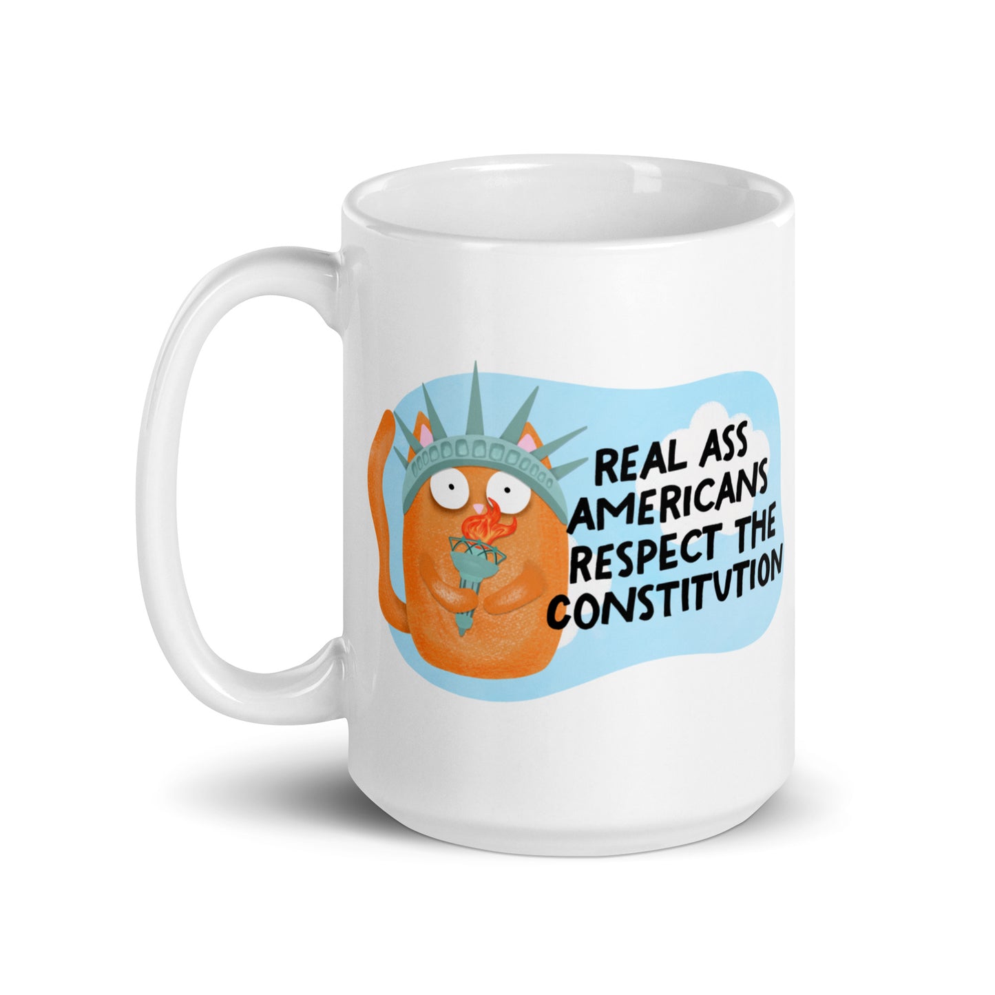 Real Ass Americans Respect the Constitution Glossy White Coffee Mug Spinsterly Co ceramic with double-sided graphic