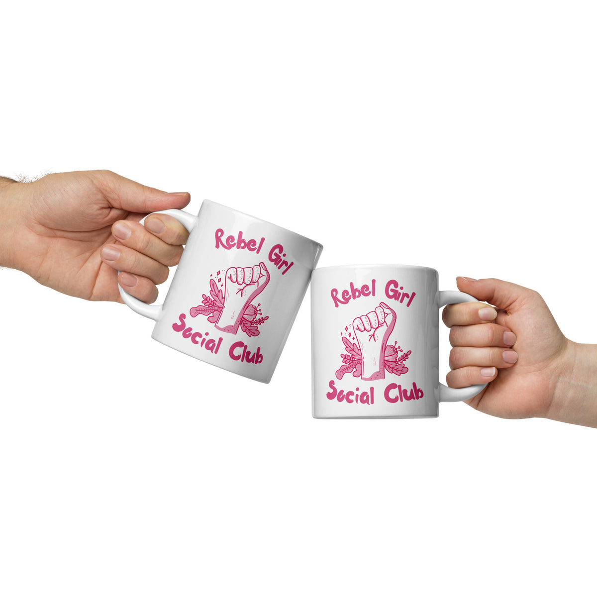 Rebel Girl Social Club Glossy White Coffee Mug | Feminist Floral Gift - Spinsterly Co