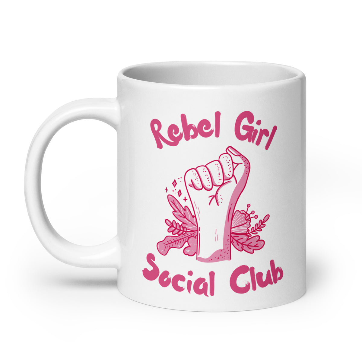 Rebel Girl Social Club Glossy White Coffee Mug | Feminist Floral Gift - Spinsterly Co