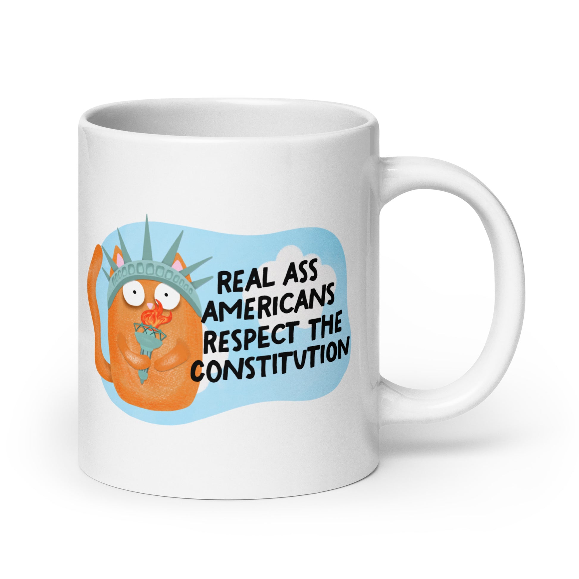 Real Ass Americans Respect the Constitution Glossy White Coffee Mug Spinsterly Co ceramic mug with double-sided graphic