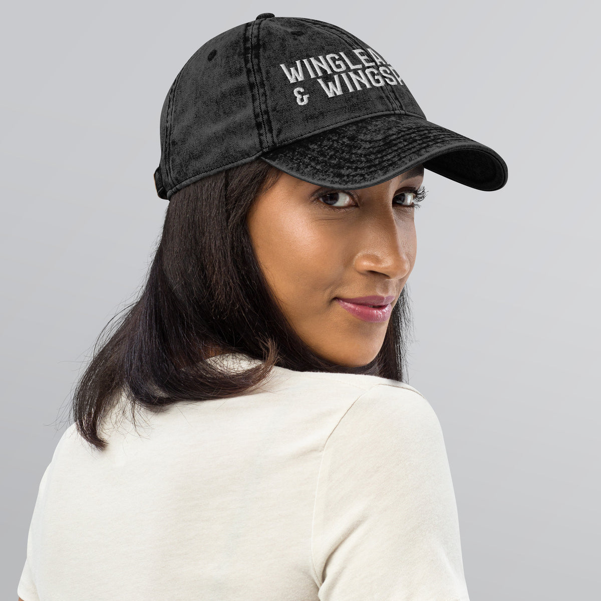 Wingleaders & Wingspans — Vintage Washed Black Dad Cap | Romantasy Embroidered Hat - Spinsterly Co