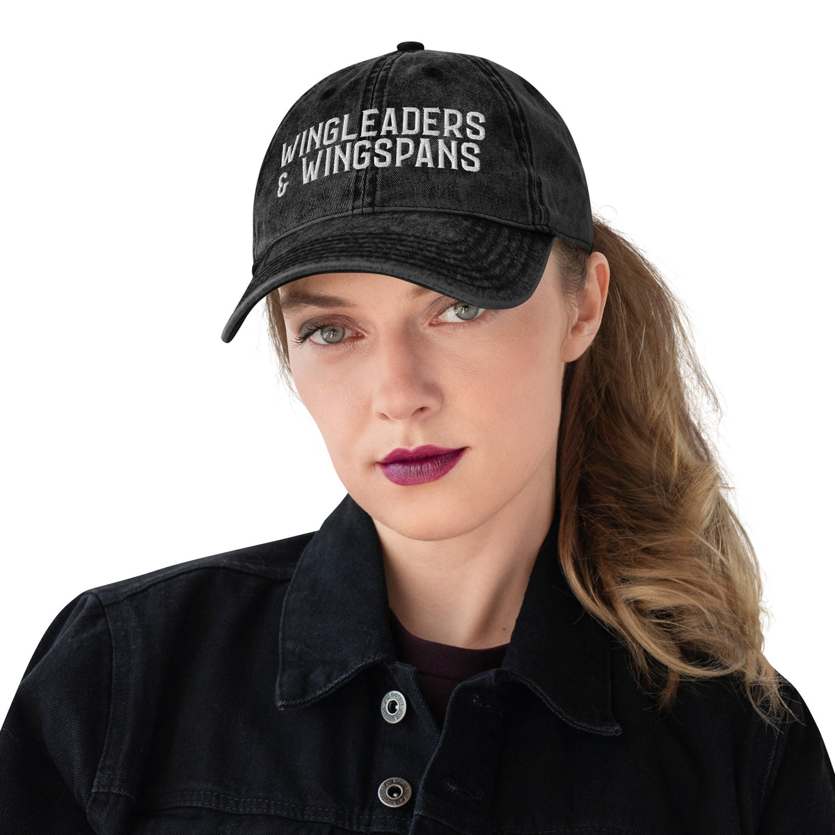 Wingleaders & Wingspans — Vintage Washed Black Dad Cap | Romantasy Embroidered Hat - Spinsterly Co