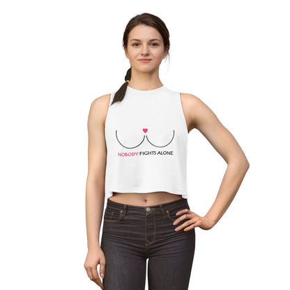 Nobody Fights Alone Crop Tank Top | Breast Cancer Awareness Shirt for Women - Spinsterly Co