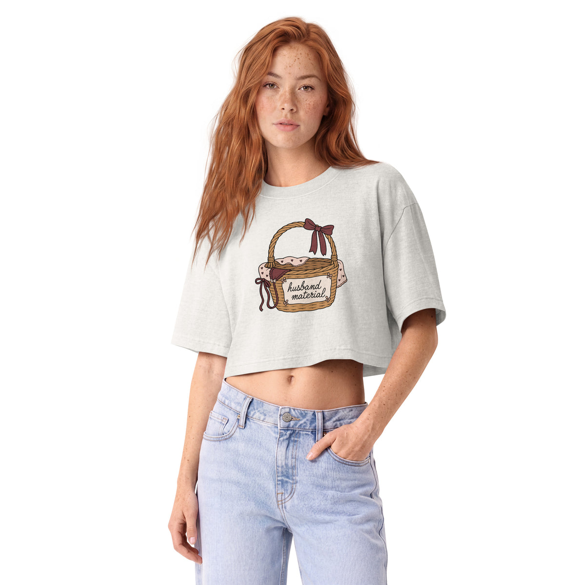 Husband Material — Picnic Basket Graphic Garment Dye Boxy Crop Tee - Spinsterly Co
