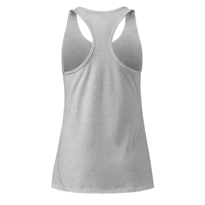 Let's Play Mermaids Racerback Tank Ocean Graphic Summer Tank Top by Spinsterly Co in heather gray jersey