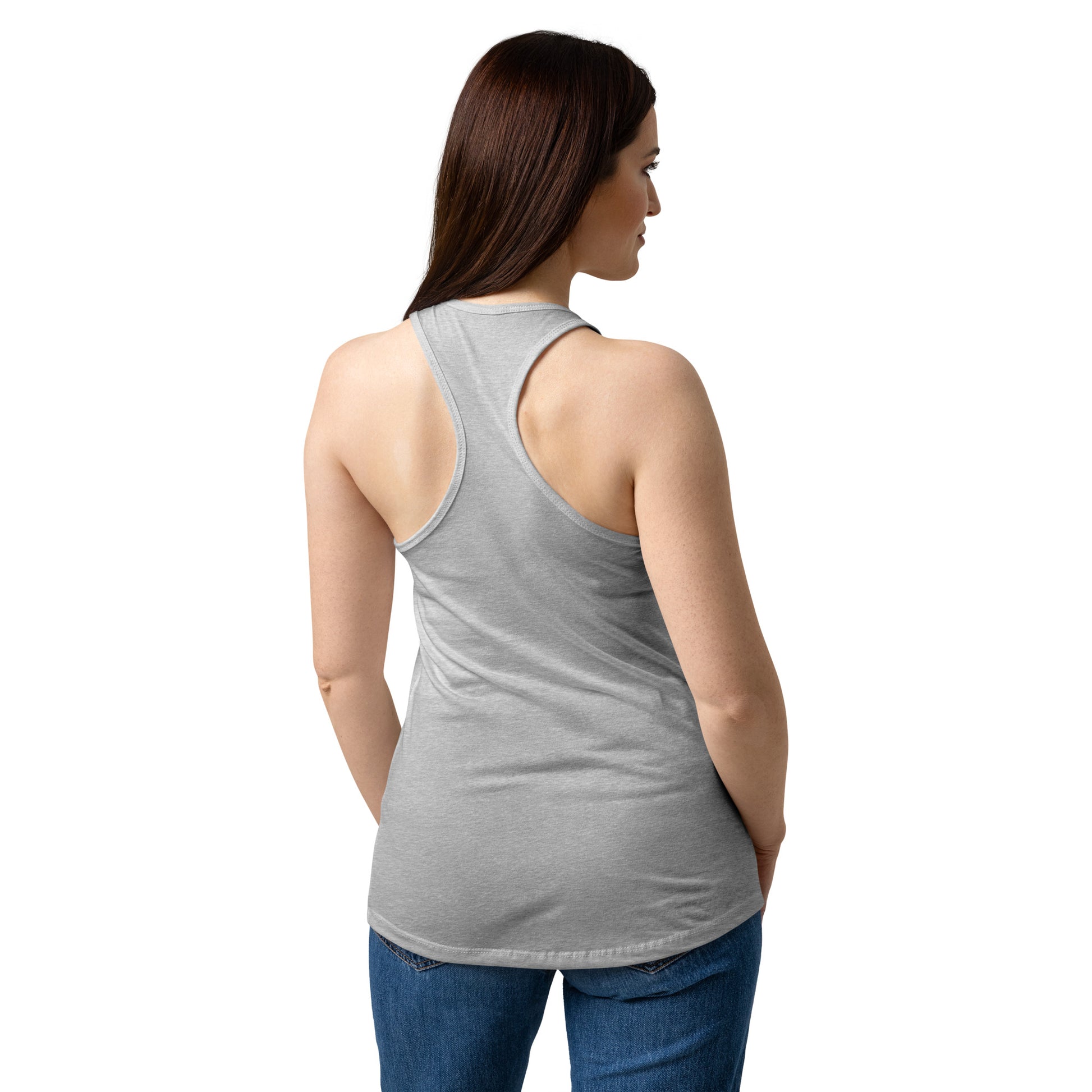 Let's Play Mermaids Racerback Tank Ocean Graphic Summer Tank Top by Spinsterly Co in heather gray jersey