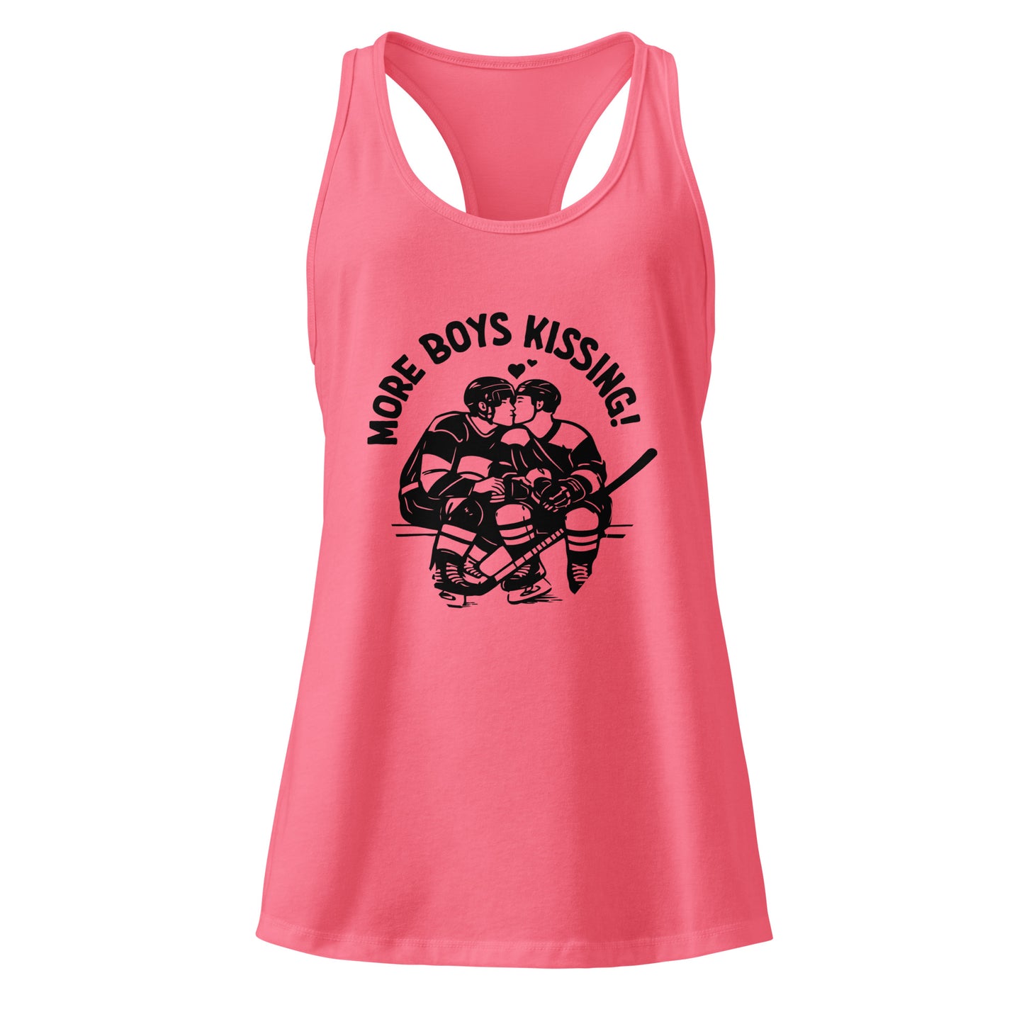 More Boys Kissing Racerback Tank Top by Spinsterly Co in Hot Pink with soft jersey fabric and racerback cut