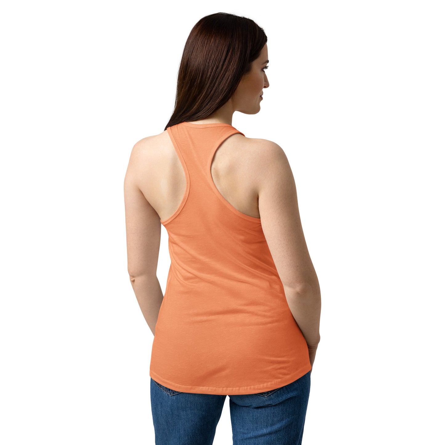 Curvy Girl Summer Racerback Tank Body-Positive Graphic Tank Top Spinsterly Co orange jersey with scoop back