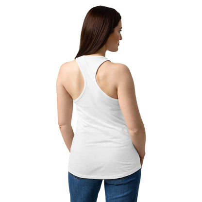 Let's Play Mermaids Racerback Tank Spinsterly Co white racerback tank with scoop neck and ocean graphic print
