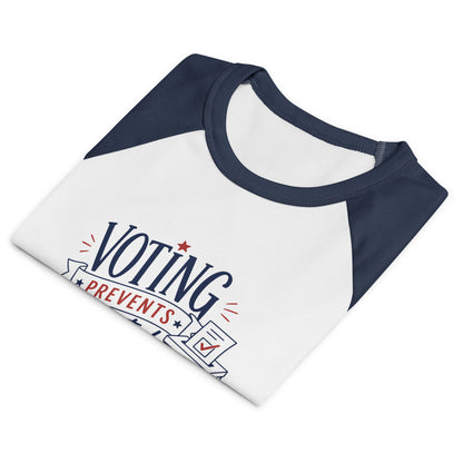 Voting Prevents Unwanted Presidencies Baby Tee | Political Raglan Crop Top | Spinsterly Co - Spinsterly Co