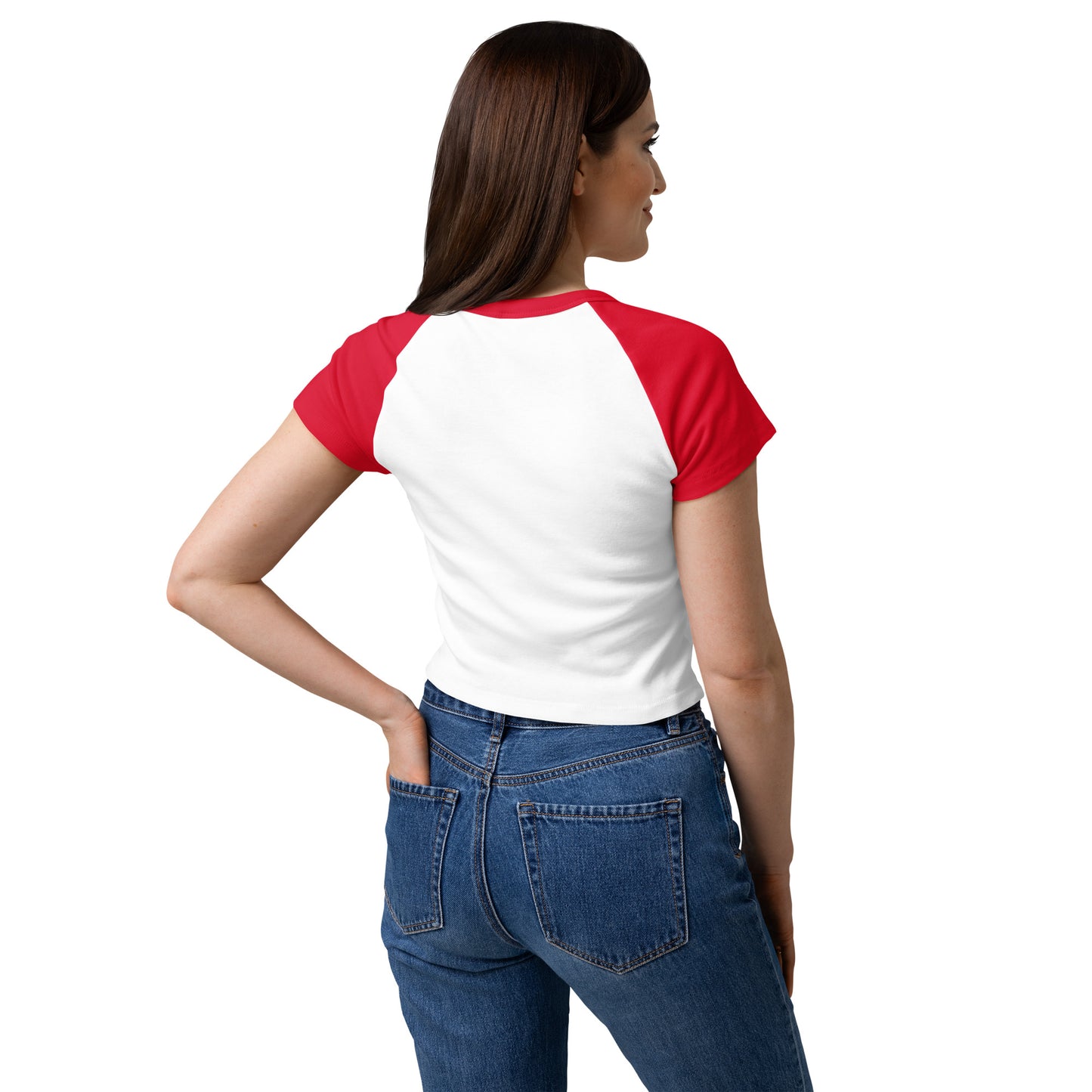 Stars, Stripes, and Equal Rights Raglan Baby Tee by Spinsterly Co in white and red raglan sleeves