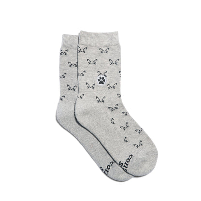 Kids Socks that Save Cats — Cat Face Crew Socks | Toddler, Preschool & Youth | Organic Cotton - Spinsterly Co