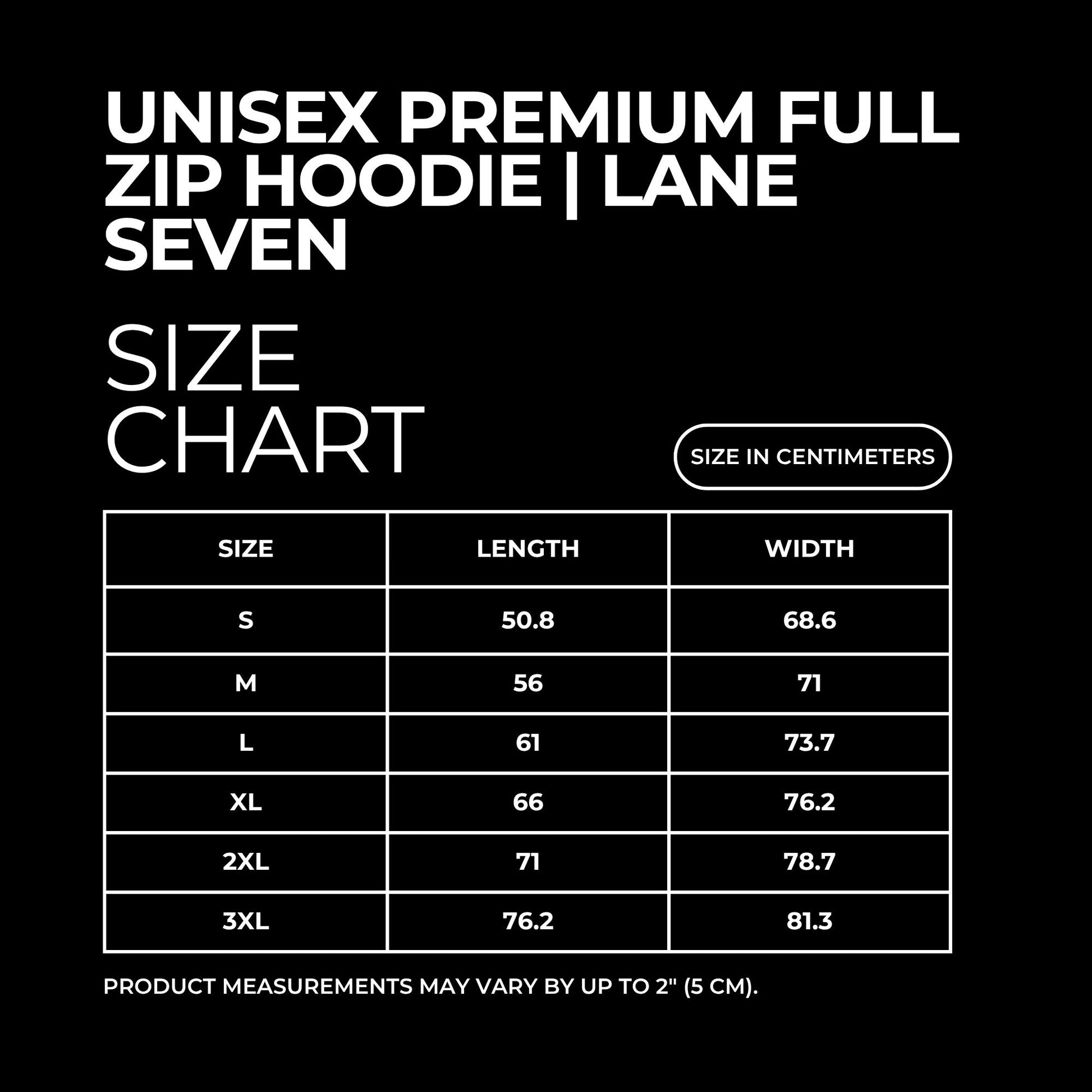 If I Were a Man Full-Zip Hoodie by Spinsterly Co, black graphic sweatshirt with size chart text