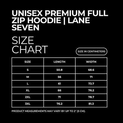 If I Were a Man Full-Zip Hoodie by Spinsterly Co, black graphic sweatshirt with size chart text
