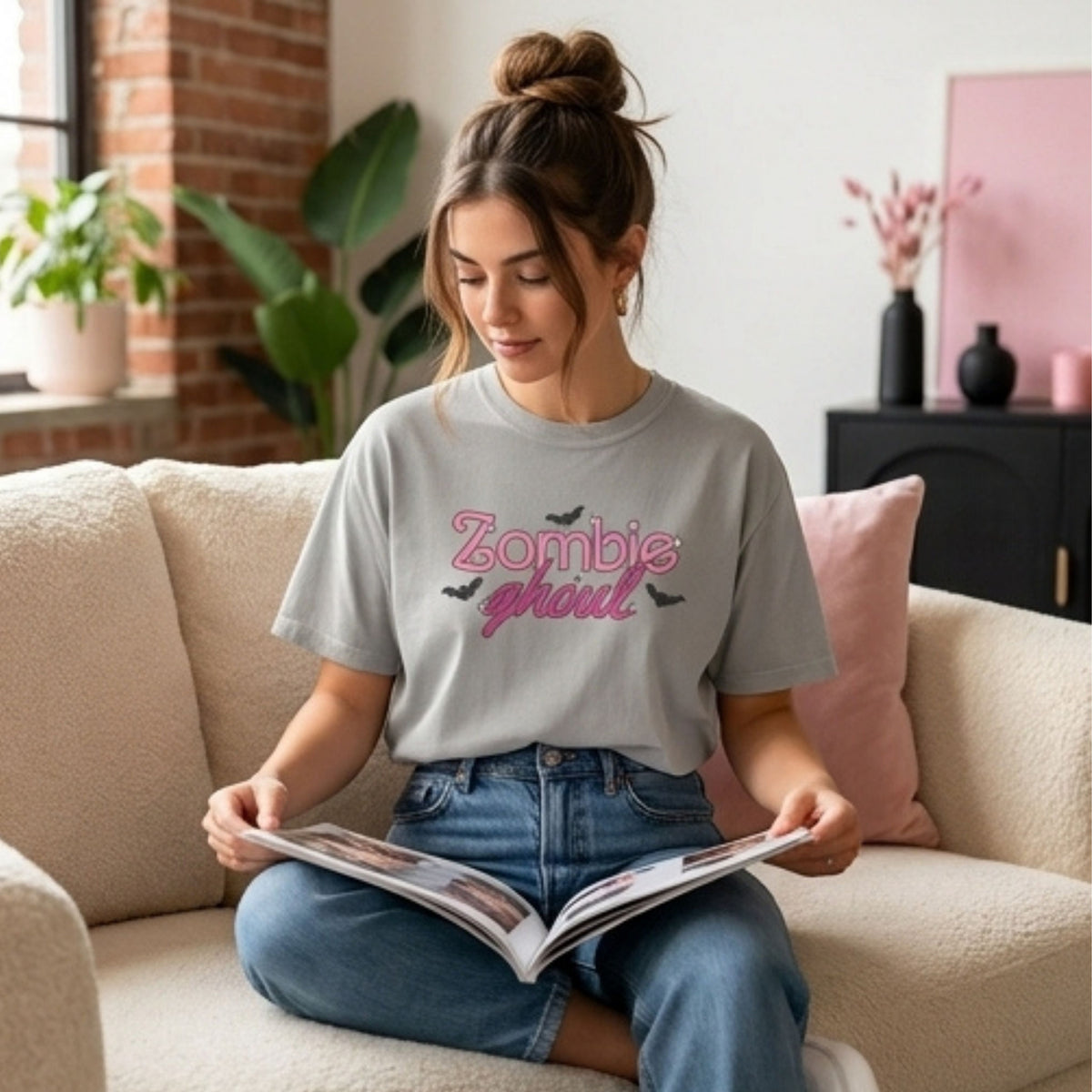 Zombie Ghoul Garment-Dyed Heavyweight T-Shirt | Halloween Spooky Season Tee | Spinsterly Co - Spinsterly Co